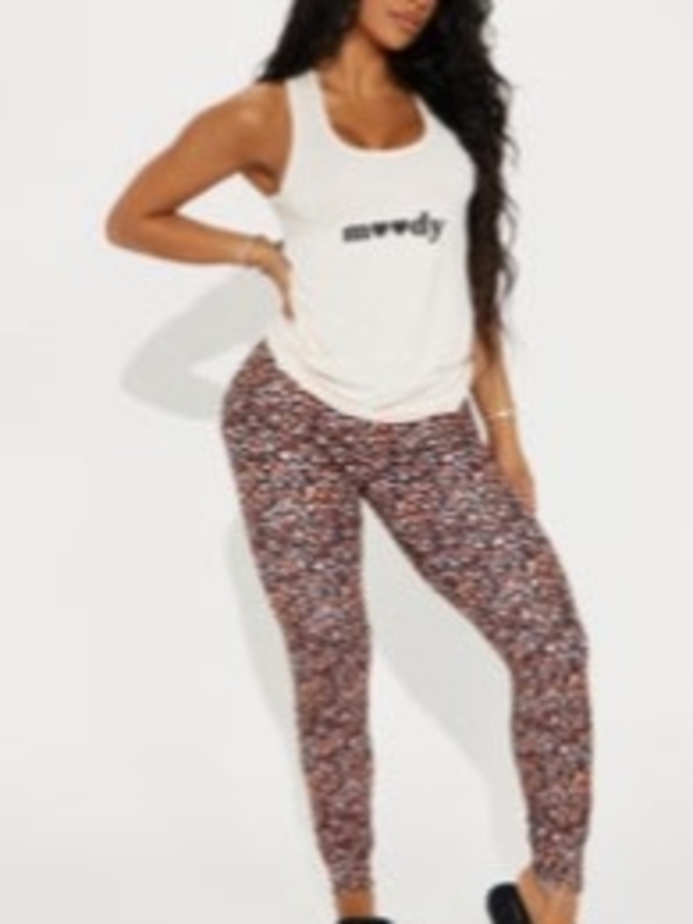 FashionNova Moody Vibes PJ Jogger Set in Brown & White NWT